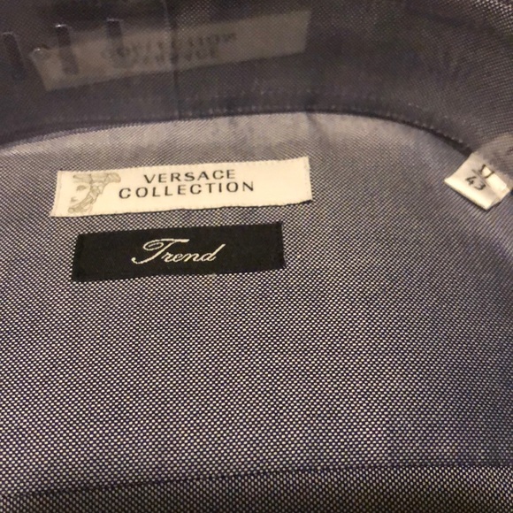 NIB Versace Dark Denim Blue Dress Shirt $295 - Picture 3 of 7